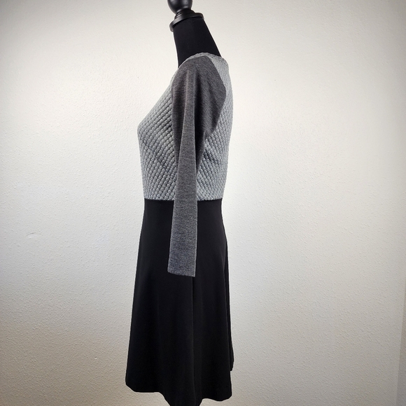 Ann Taylor Loft Gray and Black Color Block Textured A-Line Dress Size 2 - Picture 3 of 11